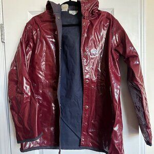 **SOLD** Vintage 80s Cappagallo Maroon Vinyl & Canvas Rain Jacket